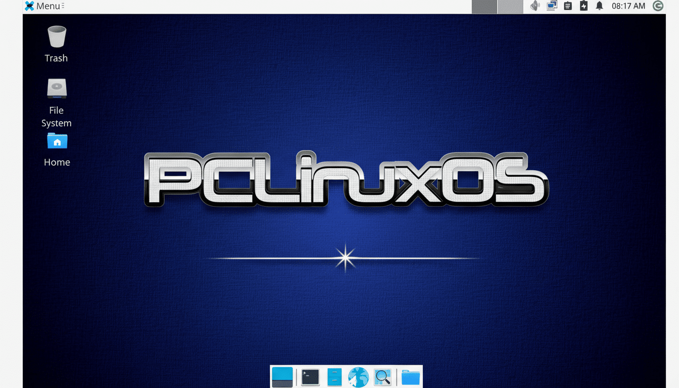 PCLinuxOS desktop beside Windows logo, marking a comeback for switchers