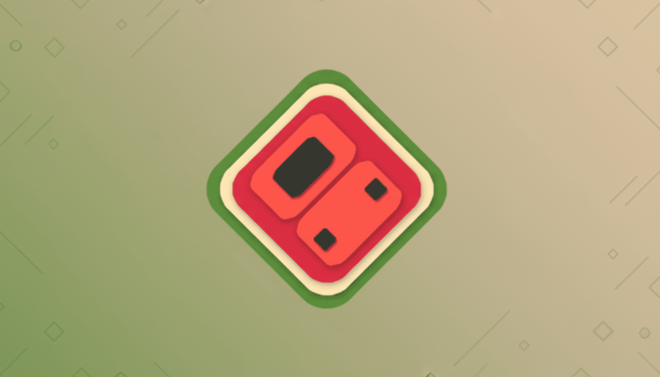 A 16:9 aspect ratio image featuring a stylized icon with a red and black design, set against a professional flat background with soft patterns and gradients.