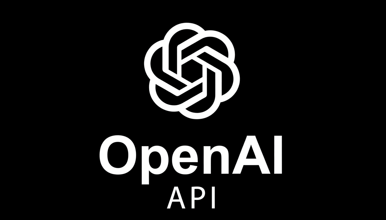 The OpenAI logo and text OpenAI API in white on a black background, resized to a 16:9 aspect ratio.