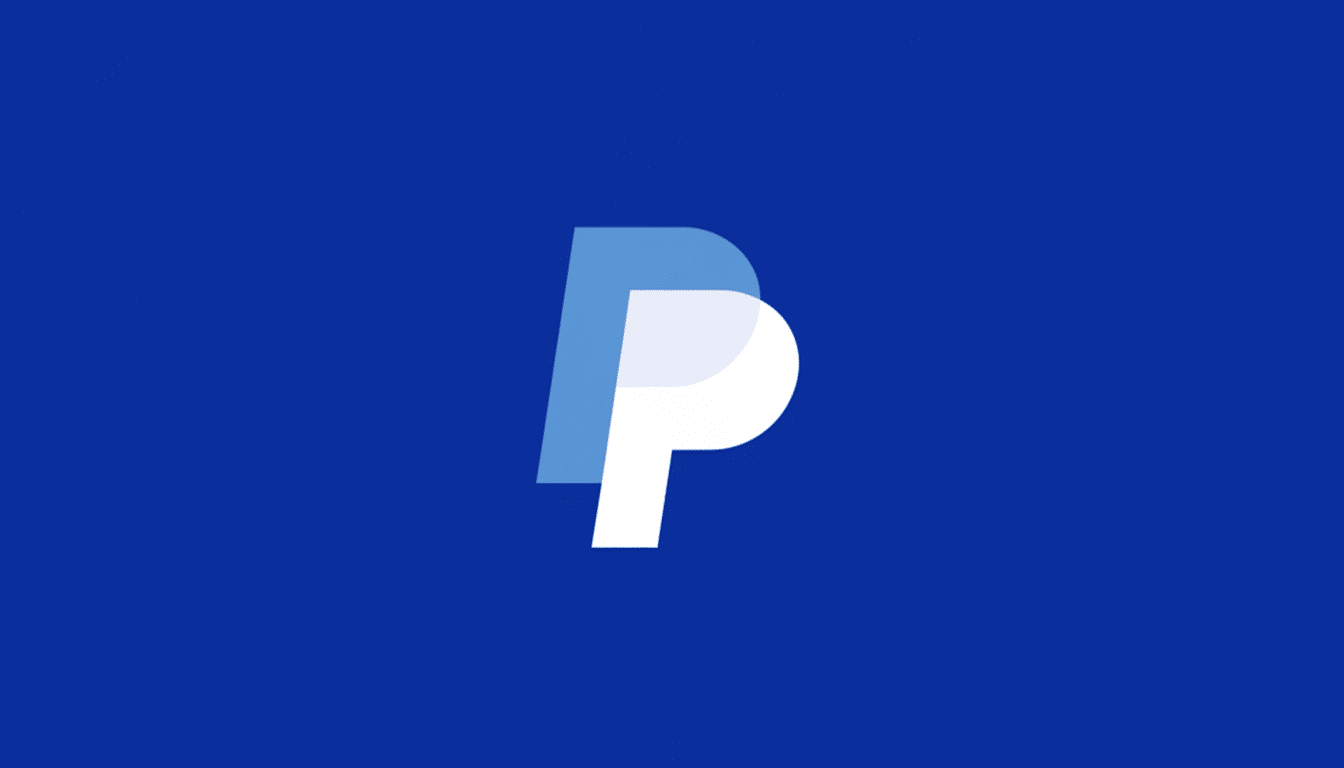 The PayPal logo, featuring two stylized Ps, one light blue and one white, on a solid blue background, resized to a 16:9 aspect ratio.