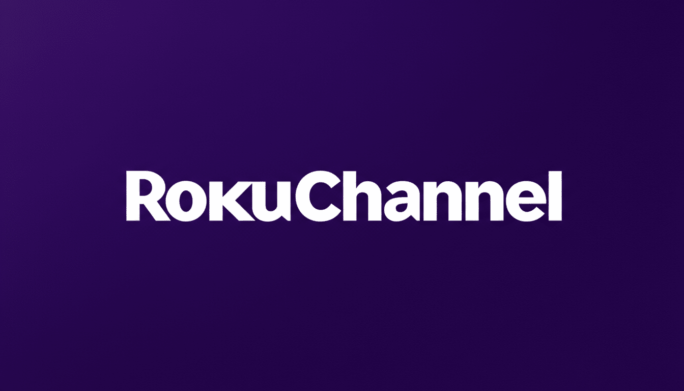 The Roku Channel logo in white text on a purple background, resized to a 16:9 aspect ratio.