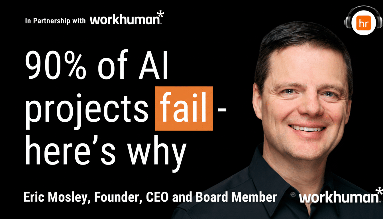 A man smiling, with text that reads 90% of AI projects fail - heres why and Eric Mosley, Founder, CEO and Board Member.