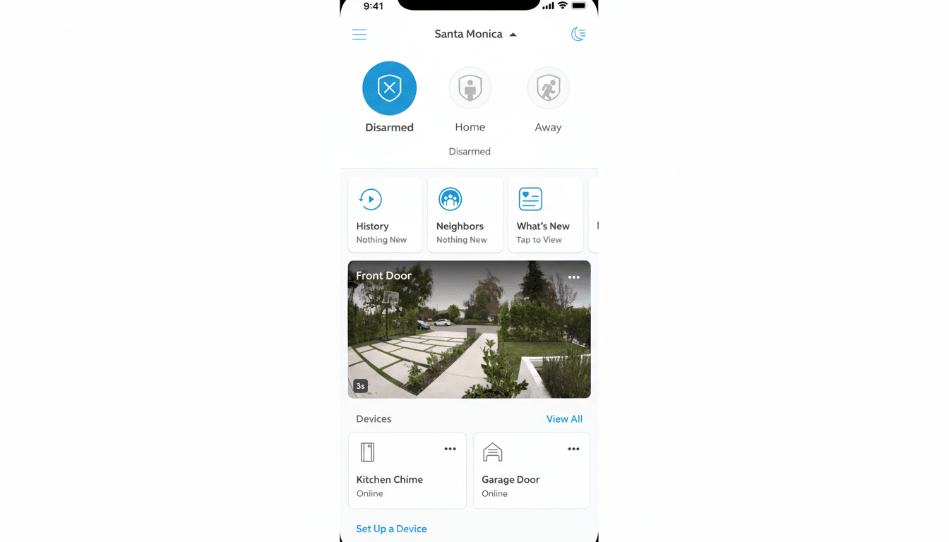 Ring app showing Search Party on by default with toggle to turn it off