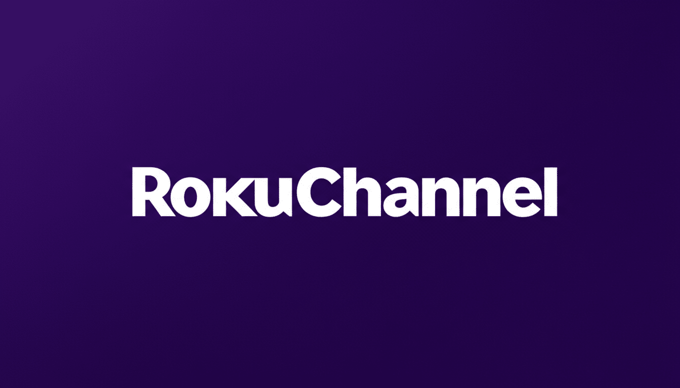 The Roku Channel logo in white text on a purple background, resized to a 16:9 aspect ratio.