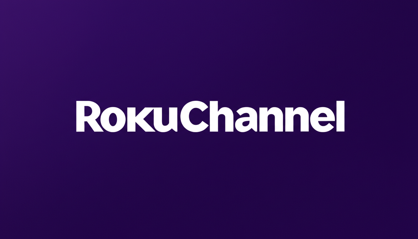 The Roku Channel logo in white text on a purple background, resized to a 16:9 aspect ratio.
