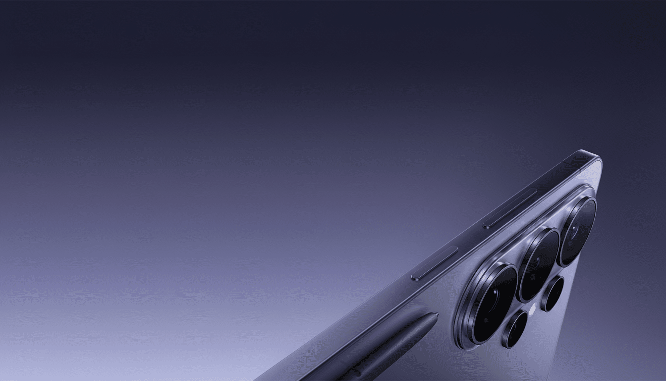 A professional image of a smartphone with a stylus, presented in a 16:9 aspect ratio with a clean, gradient background.