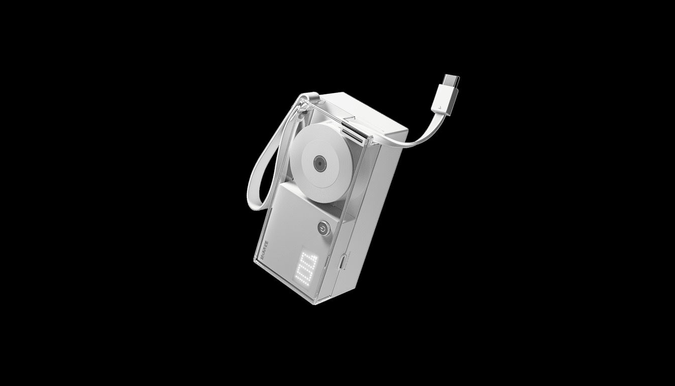 Sharge Retractable 3-in-1 power bank with built-in USB-C, Lightning, and Micro-USB cables