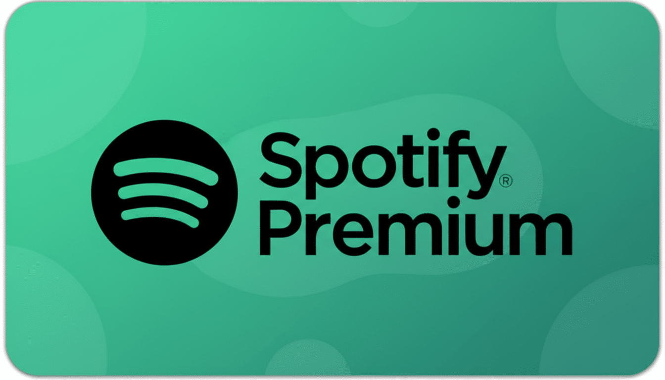 The Spotify Premium logo on a green background with subtle, soft patterns, resized to a 16:9 aspect ratio.