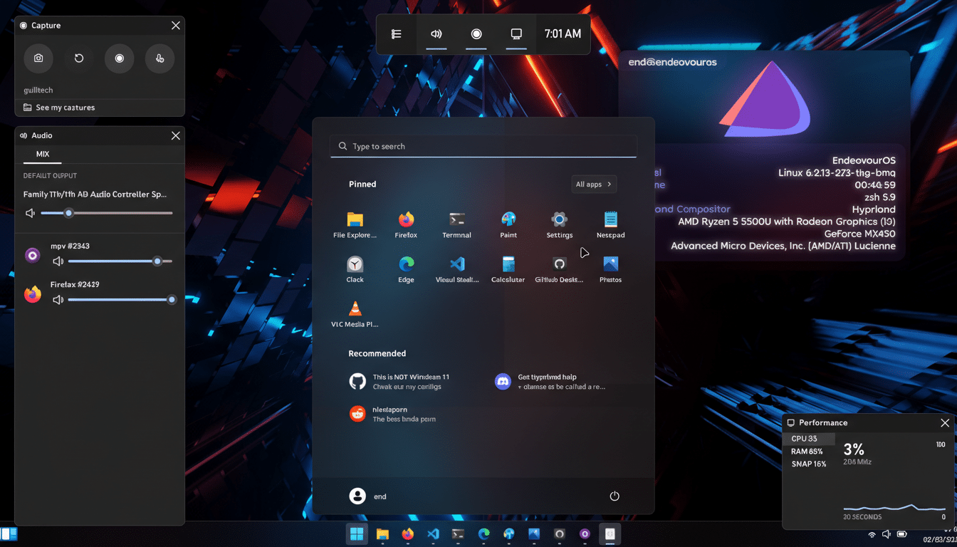 Hyprland Wayland compositor with logos of four easy Linux distros
