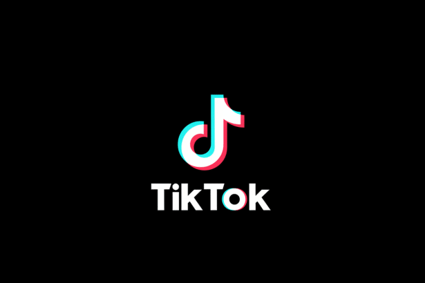 The TikTok logo, featuring a white musical note icon with cyan and magenta shadows, and the word TikTok in white text, all against a black background.