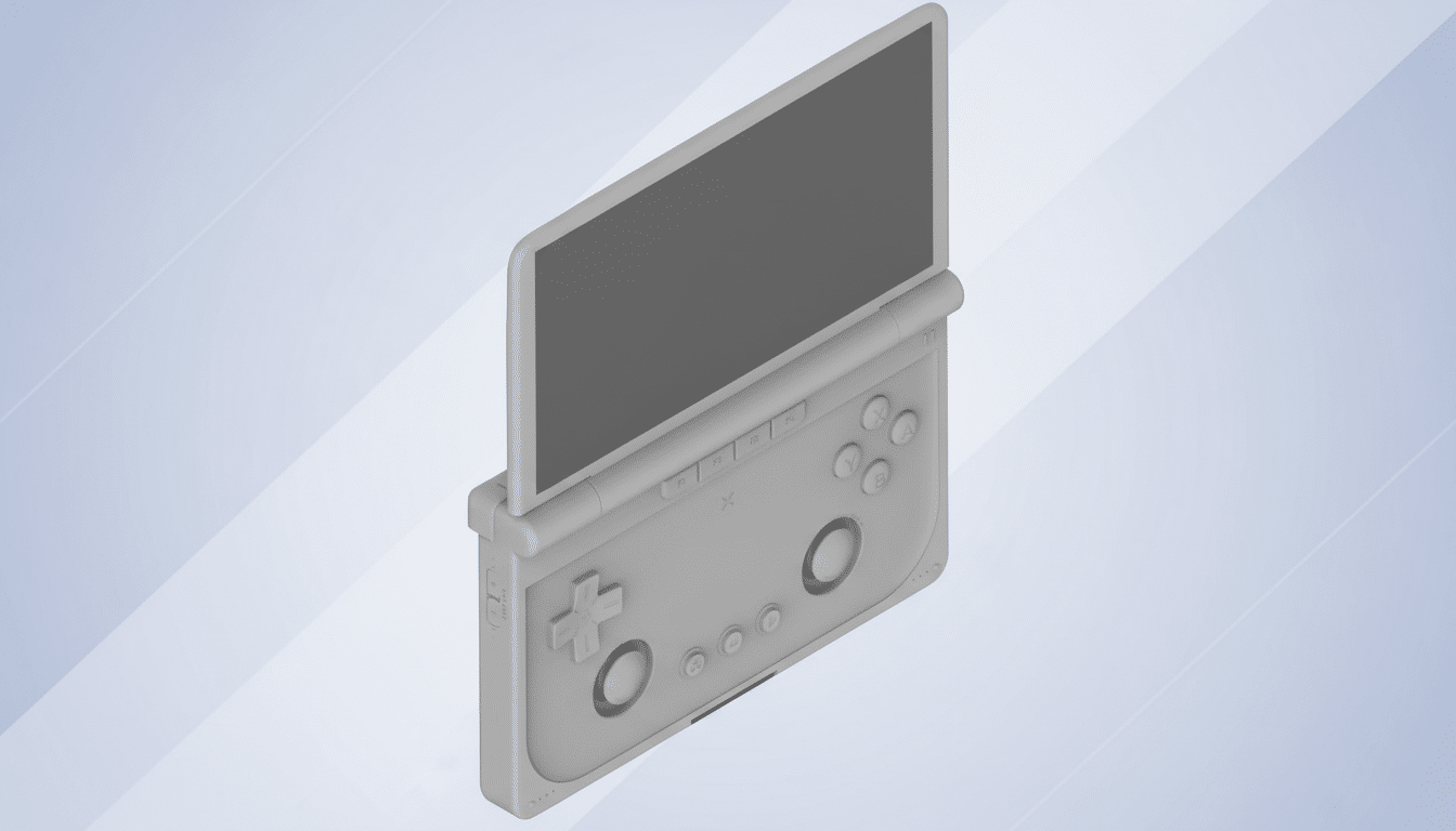 Leaked renders reveal TrimUI Flap X1 clamshell handheld console design