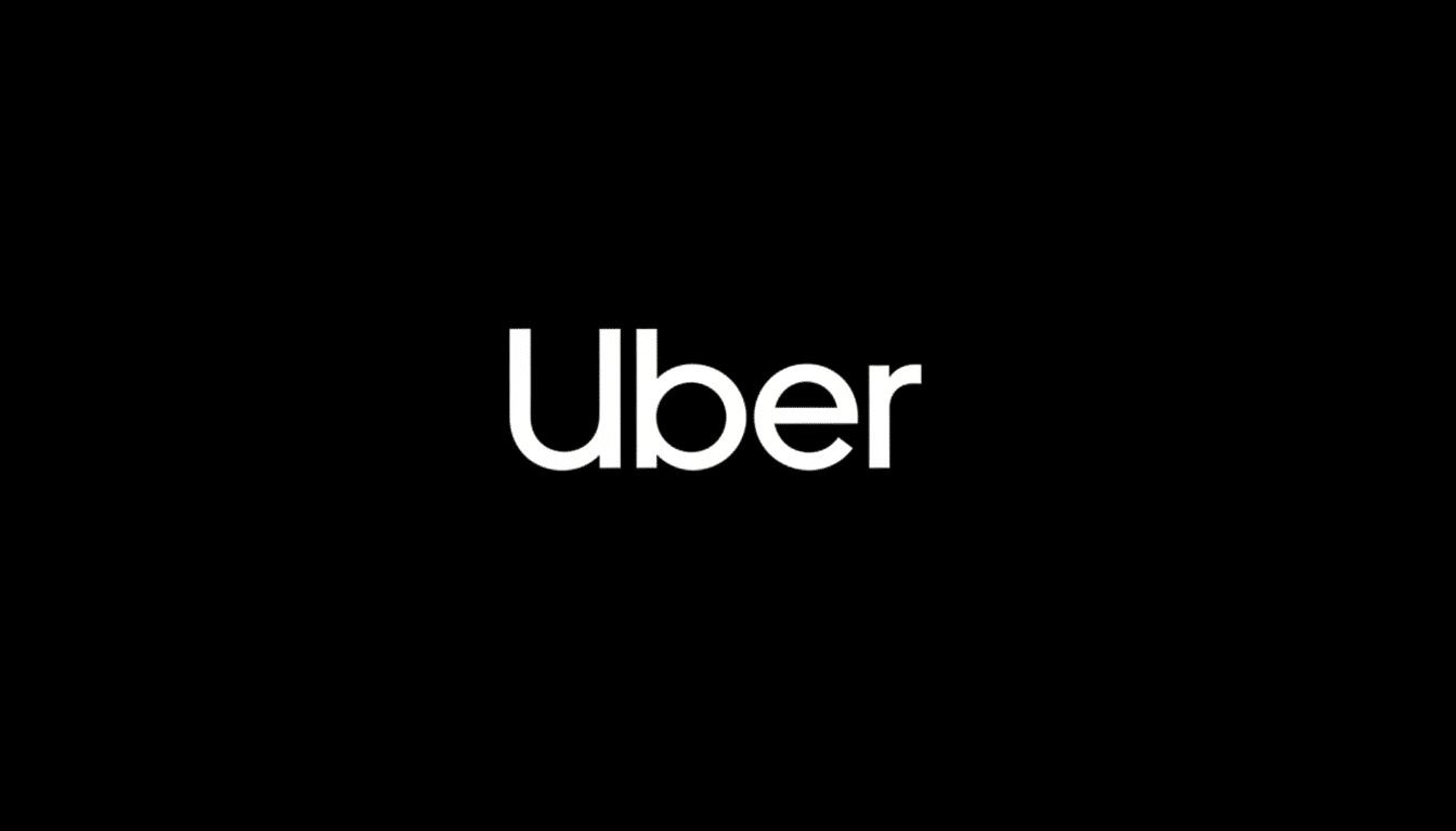 The Uber logo, featuring the word Uber in white sans-serif font on a black background, resized to a 16:9 aspect ratio.