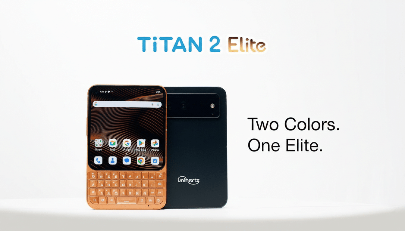 Unihertz Titan 2 Elite in orange, BlackBerry-style QWERTY smartphone with keyboard