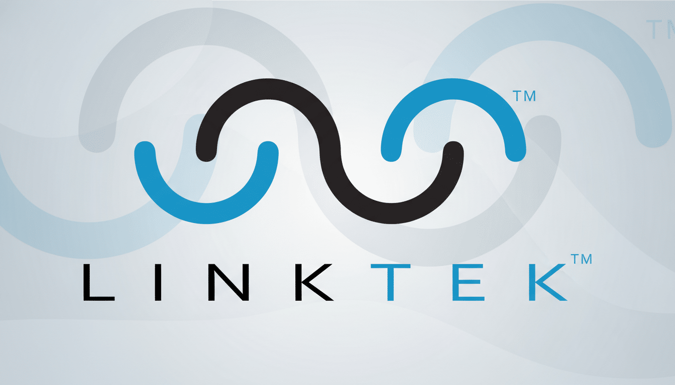 The Linktek logo, featuring a black and blue wavy design above the word LINKTEK in black and blue, presented on a professional flat design background with soft patterns and gradients.