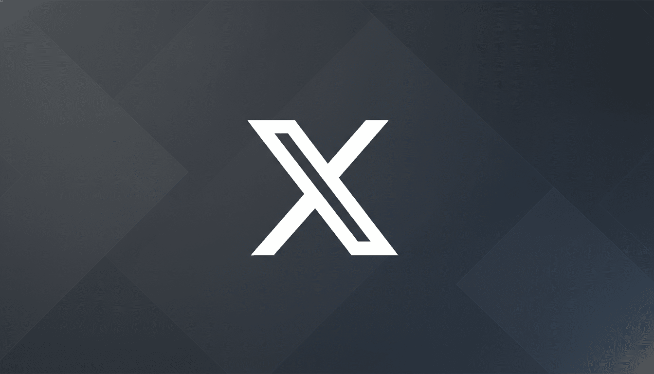 A white stylized letter X logo on a dark gray background with subtle geometric patterns.