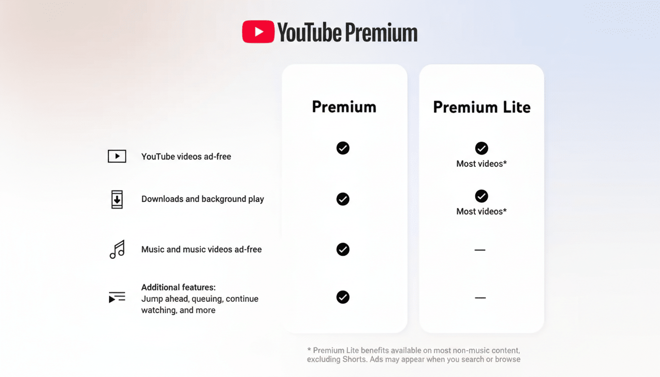 YouTube Premium Lite plan adds downloads and background playback on mobile