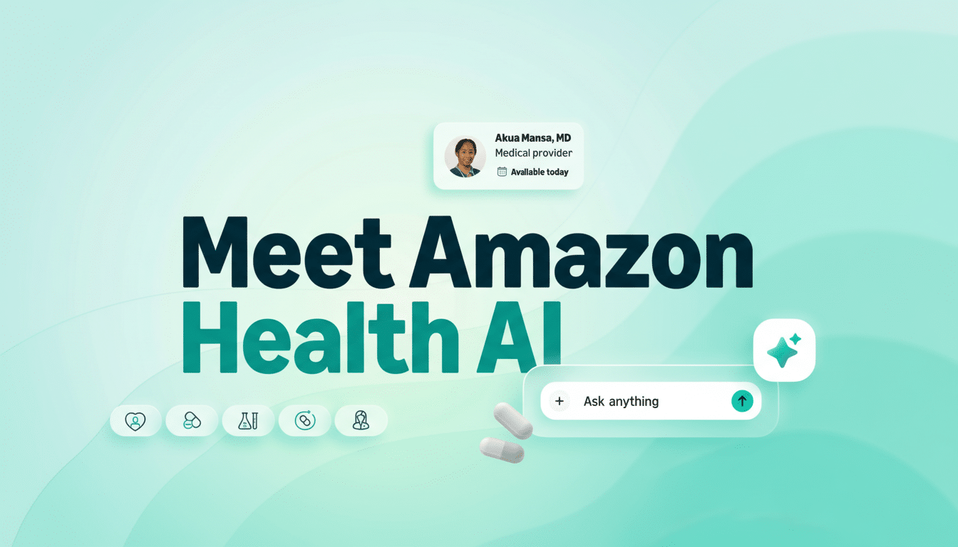 Amazon Health AI assistant displayed on smartphone and laptop, online and in-app