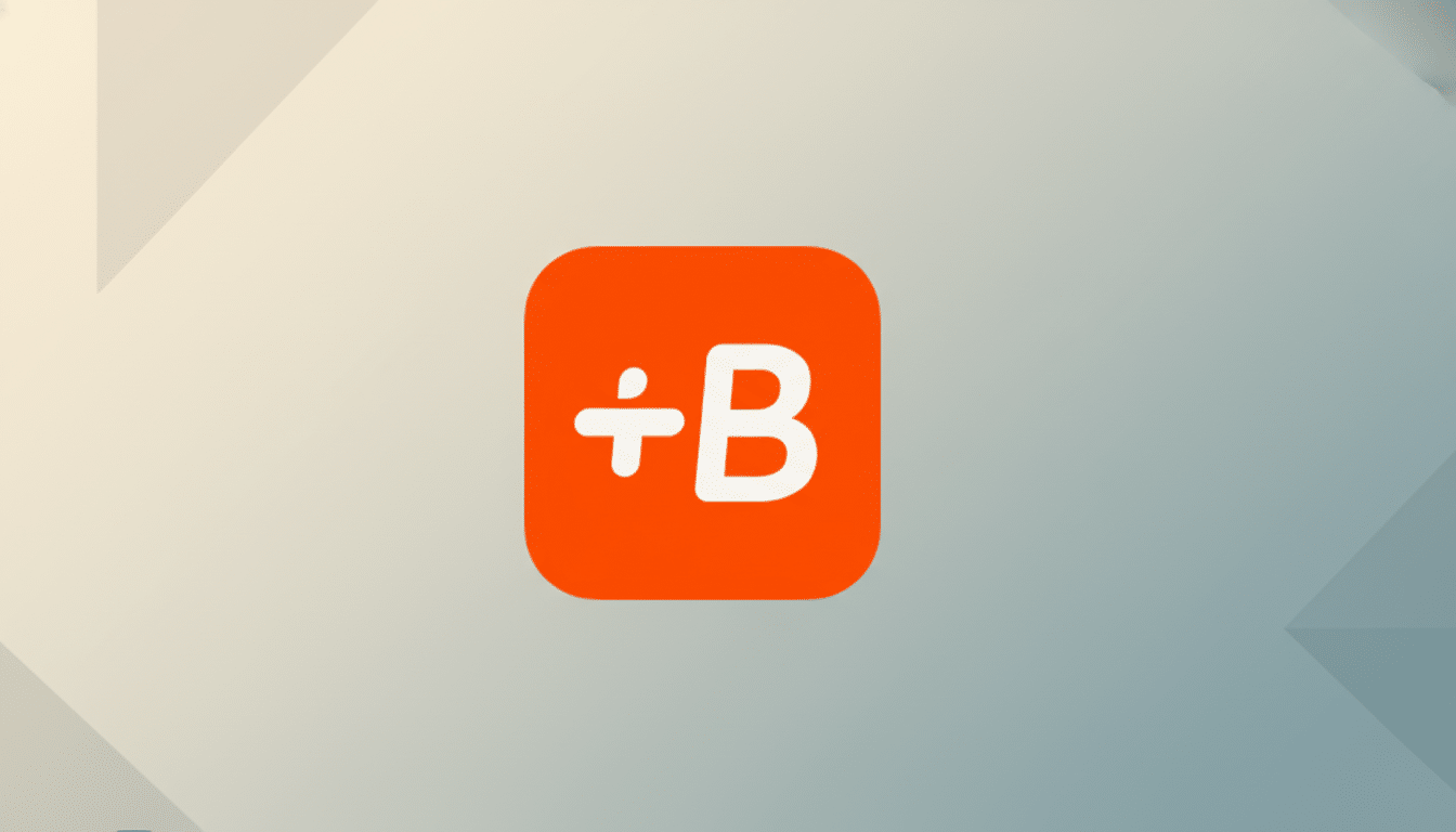 A 16:9 aspect ratio image featuring the orange ÷B logo centered on a professional flat design background with soft gray and white geometric patterns.