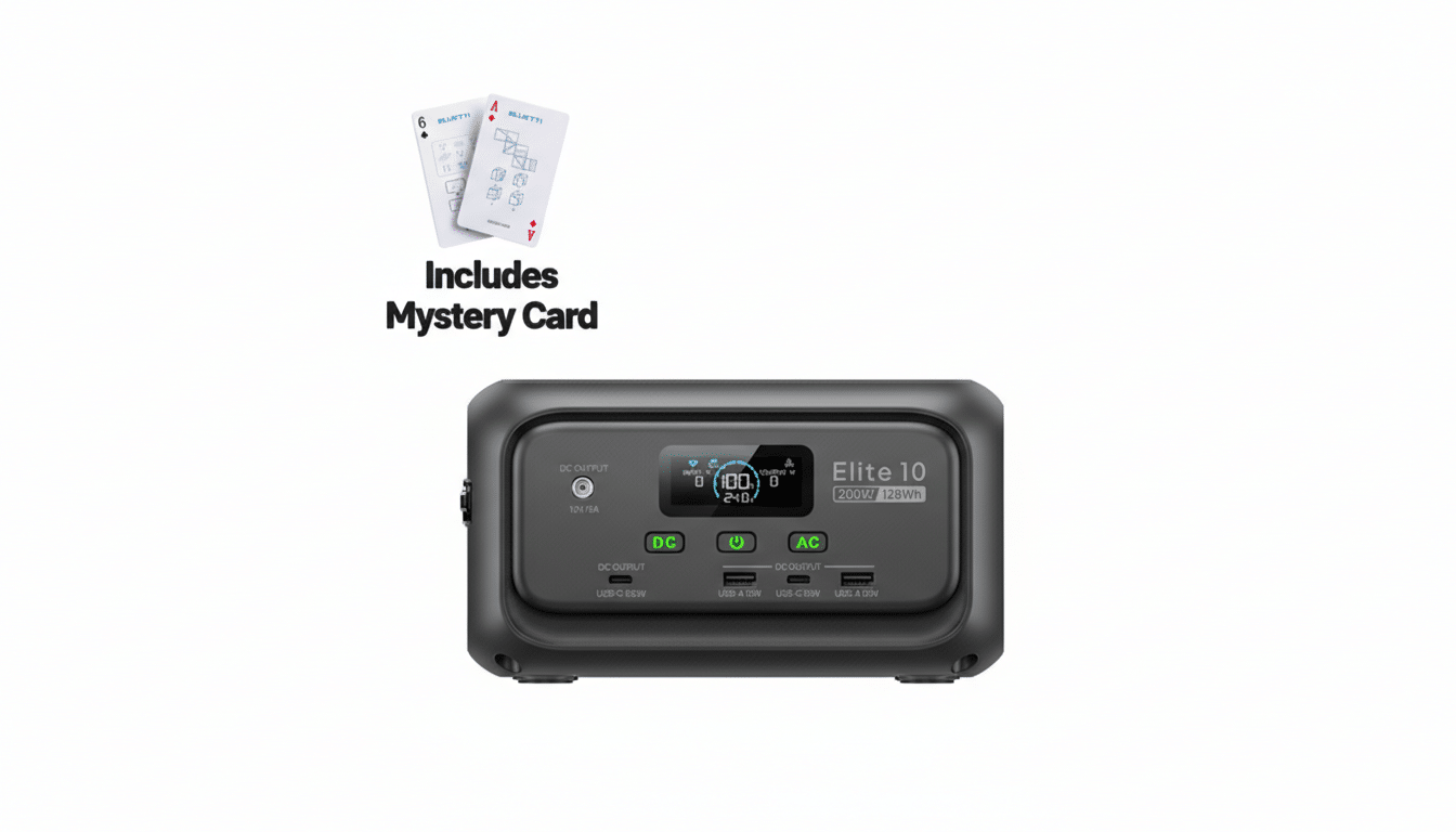 Bluetti Elite 10 Mini power station with LCD and ports at lowest price