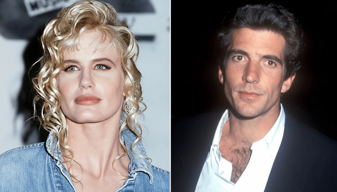 A split image showing a blonde woman with curly hair in a denim jacket on the left, and a man with dark hair in a white shirt and dark jacket on the right.