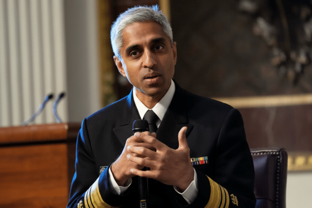 A man in a naval uniform speaking into a microphone, resized to a 16:9 aspect ratio.