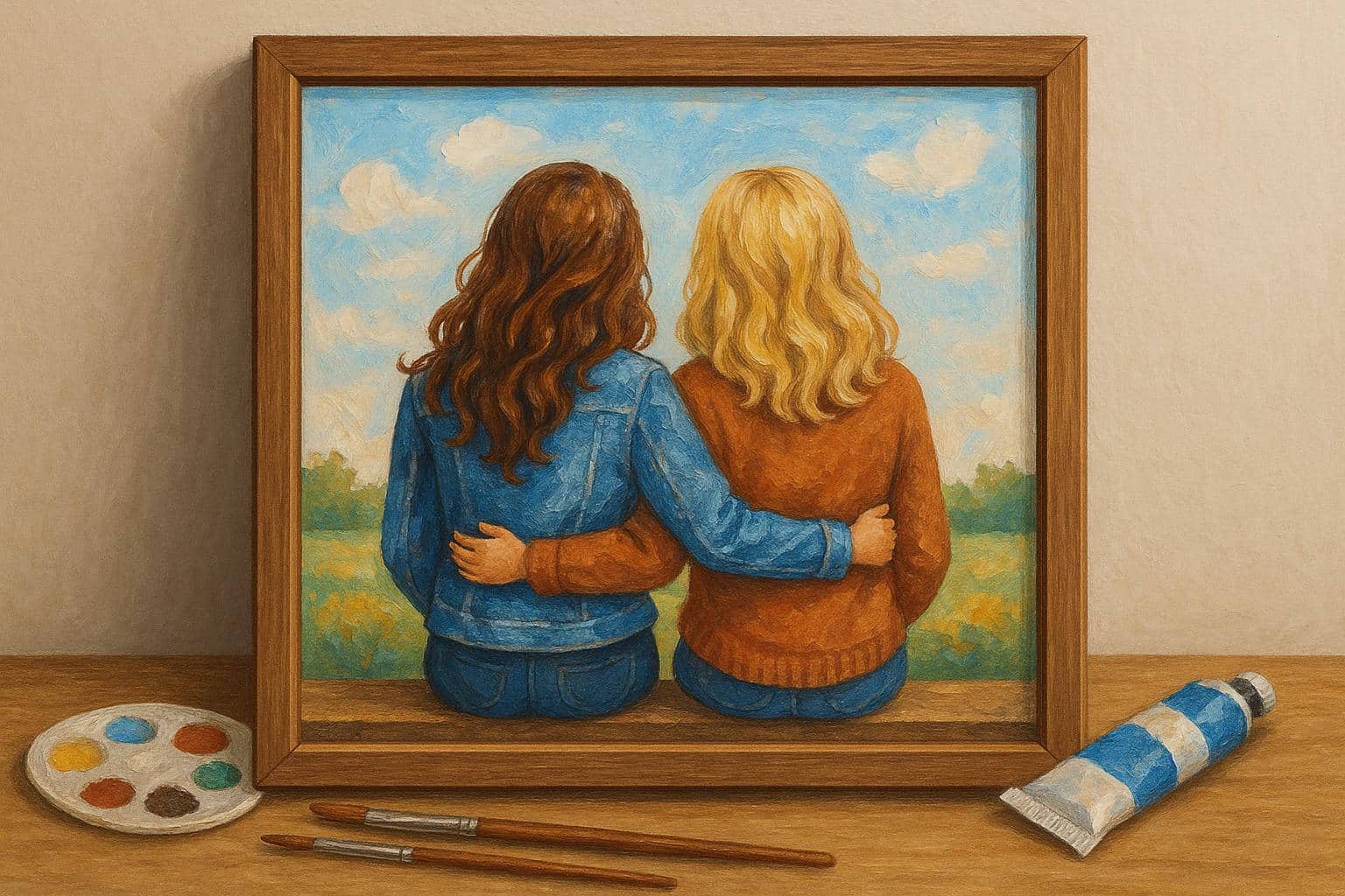 Custom friends portrait painting displayed as a thoughtful and trendy personalized gift option