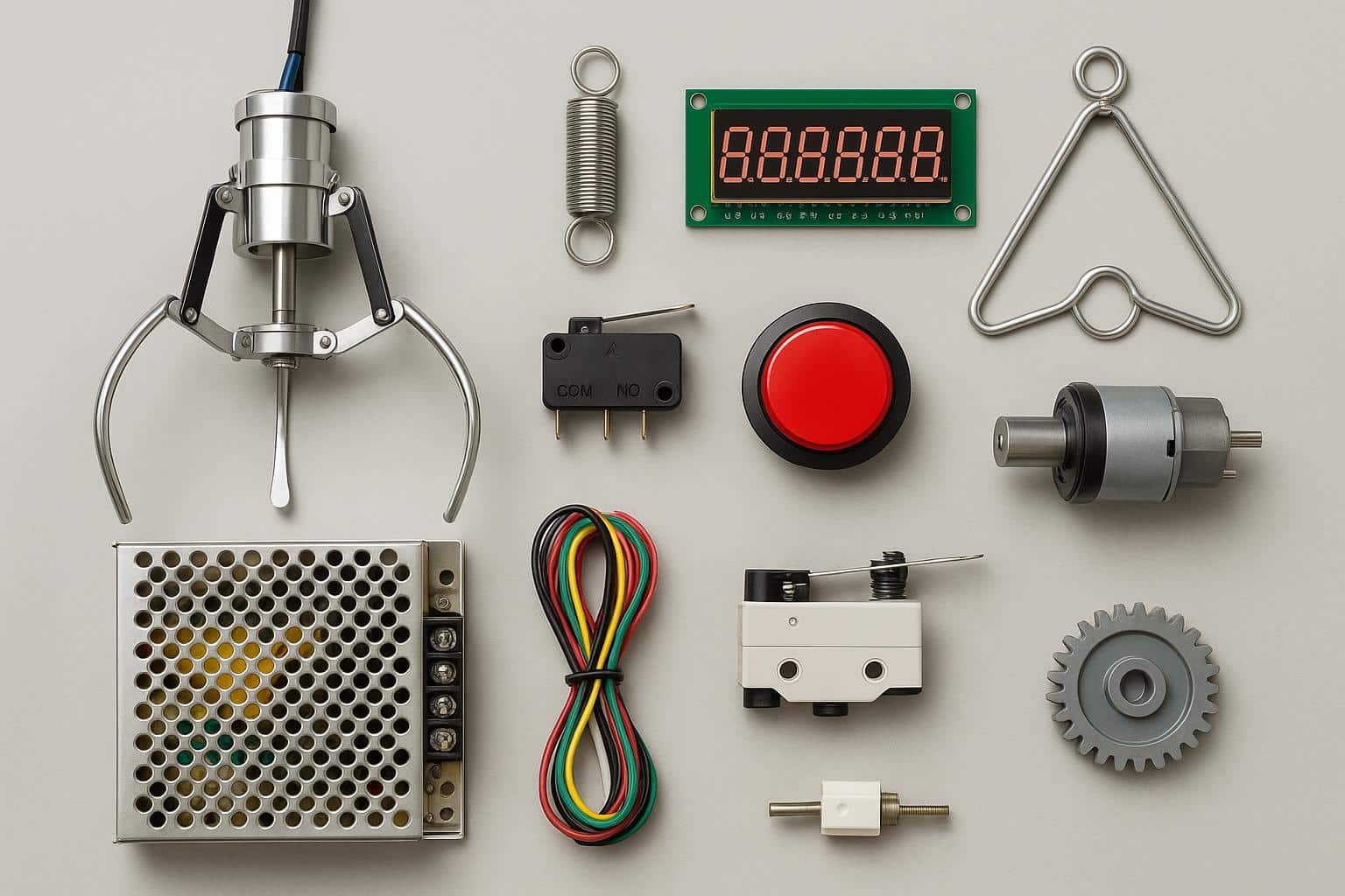 Claw machine interior showing essential mechanical parts and components for arcade operators