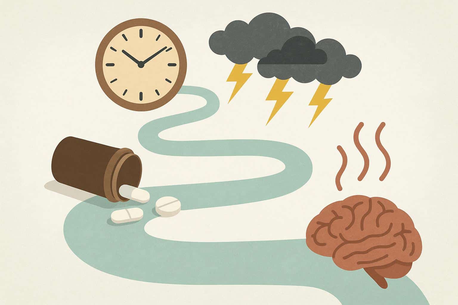 Illustration of the body's physiological changes during withdrawal stages and recovery process