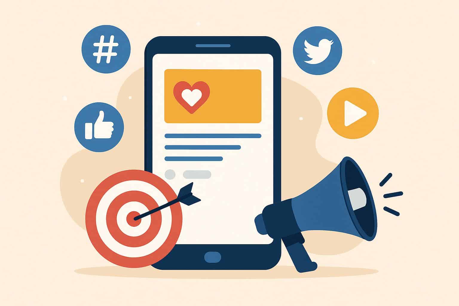 Social media icons and business branding elements illustrating strategies for brand growth