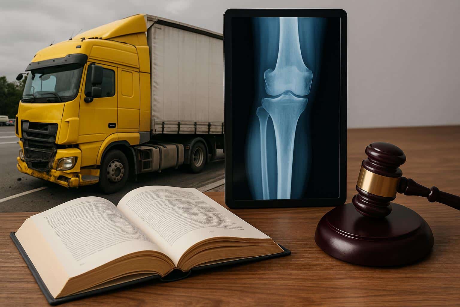 Truck accident attorney reviewing medical bills and recovery plans for leg injury victims in Charlotte
