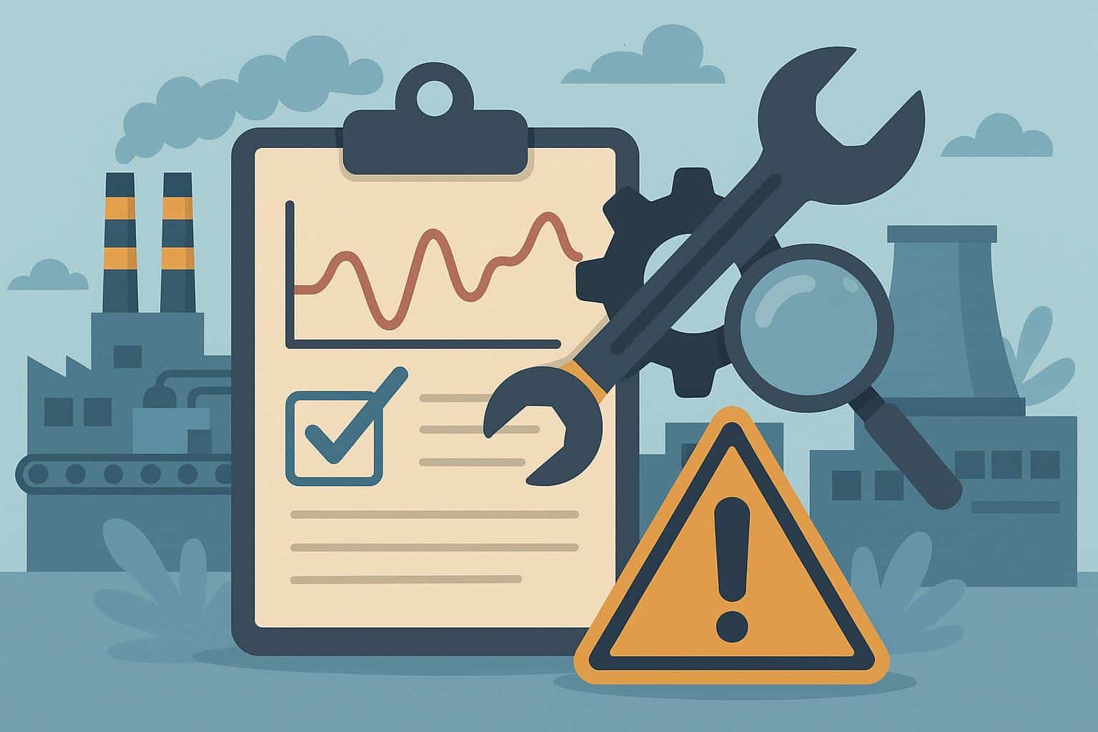 Industrial machinery monitored by sensors for predictive maintenance, preventing equipment failures