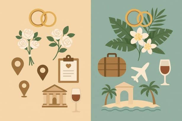 Elegant wedding venue setup highlighting differences between local and destination wedding vendors