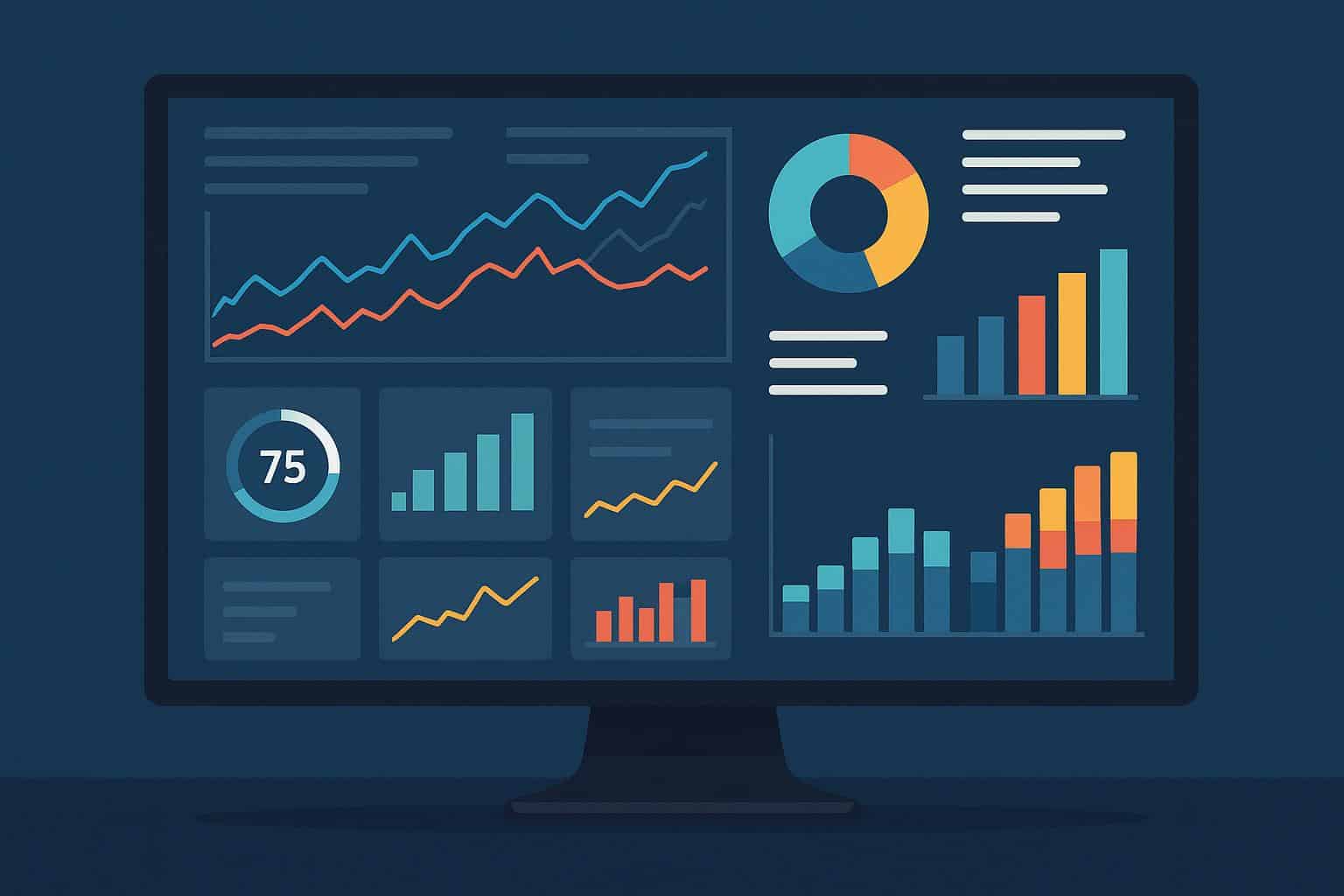 Interactive business dashboard displaying real-time analytics and key performance indicators