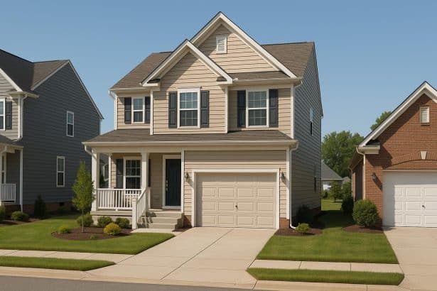 Modern suburban homes in Windsor VA with landscaped yards, highlighting local real estate options