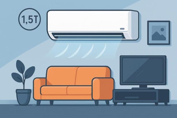 Modern 1.5 ton split AC unit installed in a living room with energy-efficient features