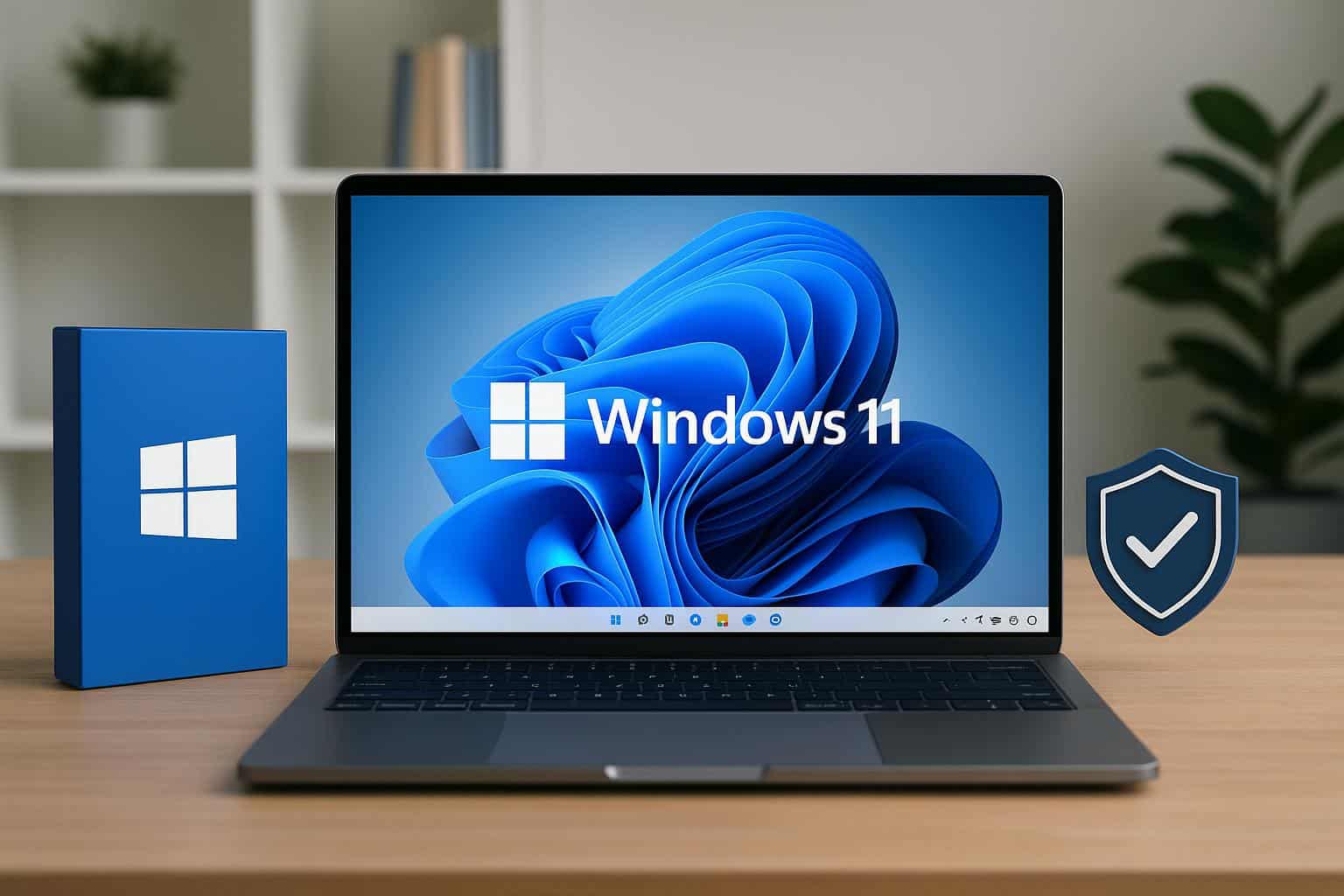 Windows 11 digital license with Microsoft logo, representing genuine activation and trusted purchase