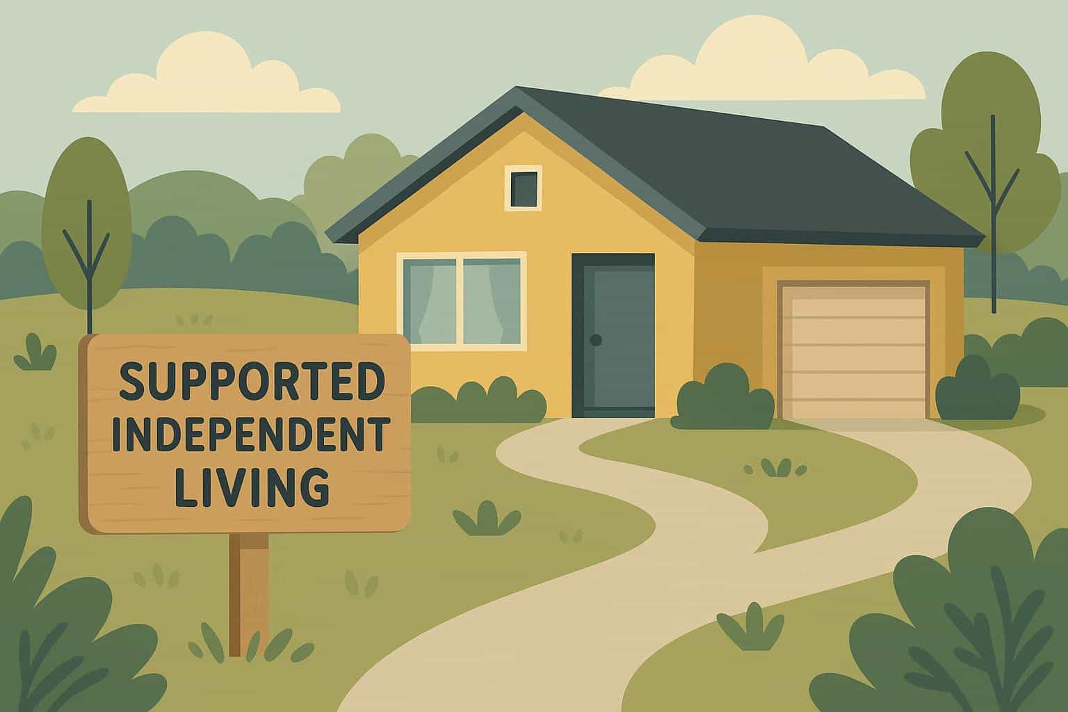Supported independent living concept: accessible home, mobility aids, supportive environment