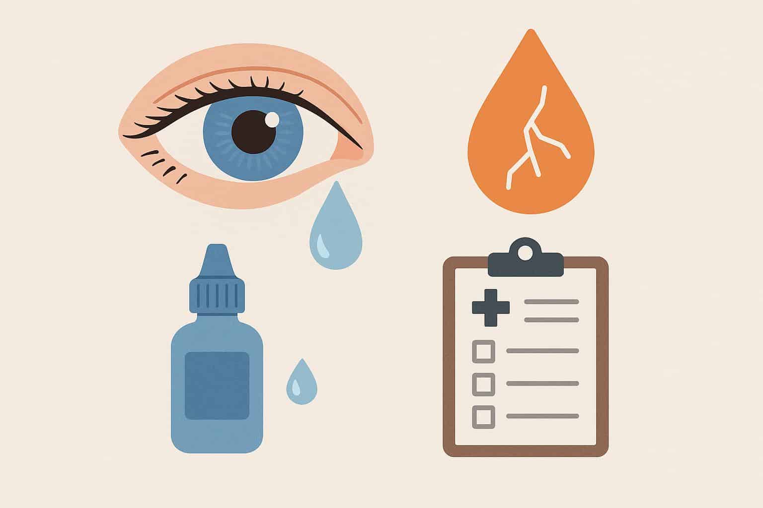 Close-up of an eye with visible dryness, illustrating symptoms and treatment for dry eye syndrome