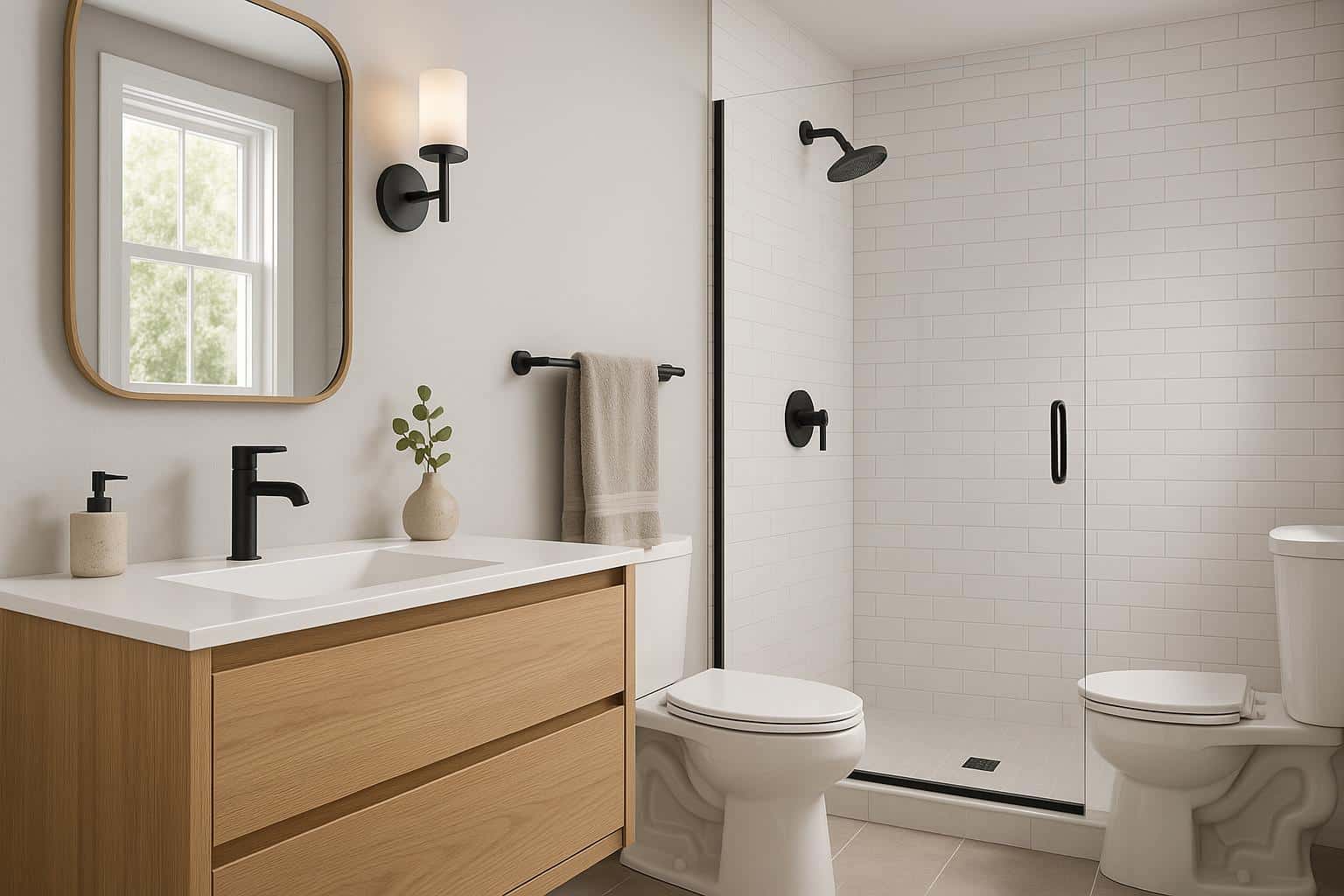 Modern bathroom with stylish fixtures and updated design reflecting remodeling trends