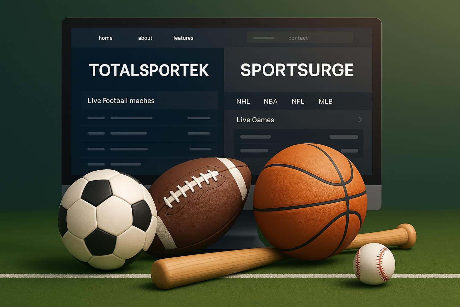 Live sports streaming platforms Totalsportek and Sportsurge featured for watching top matches online
