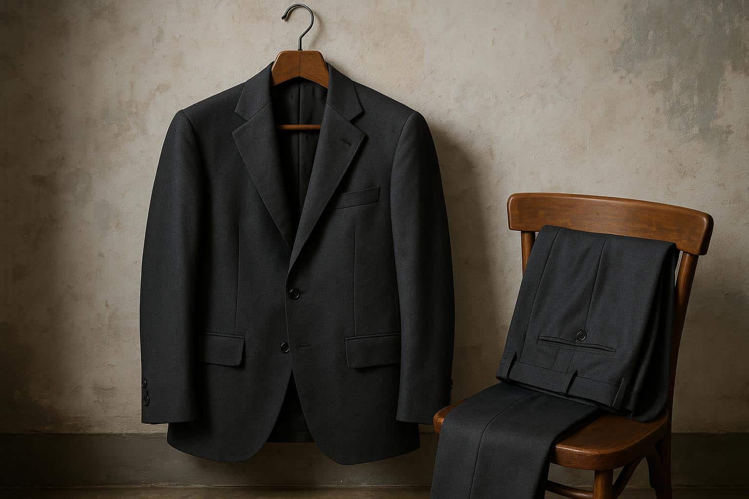Timeless tailored suit on display highlighting durability and classic men's fashion style