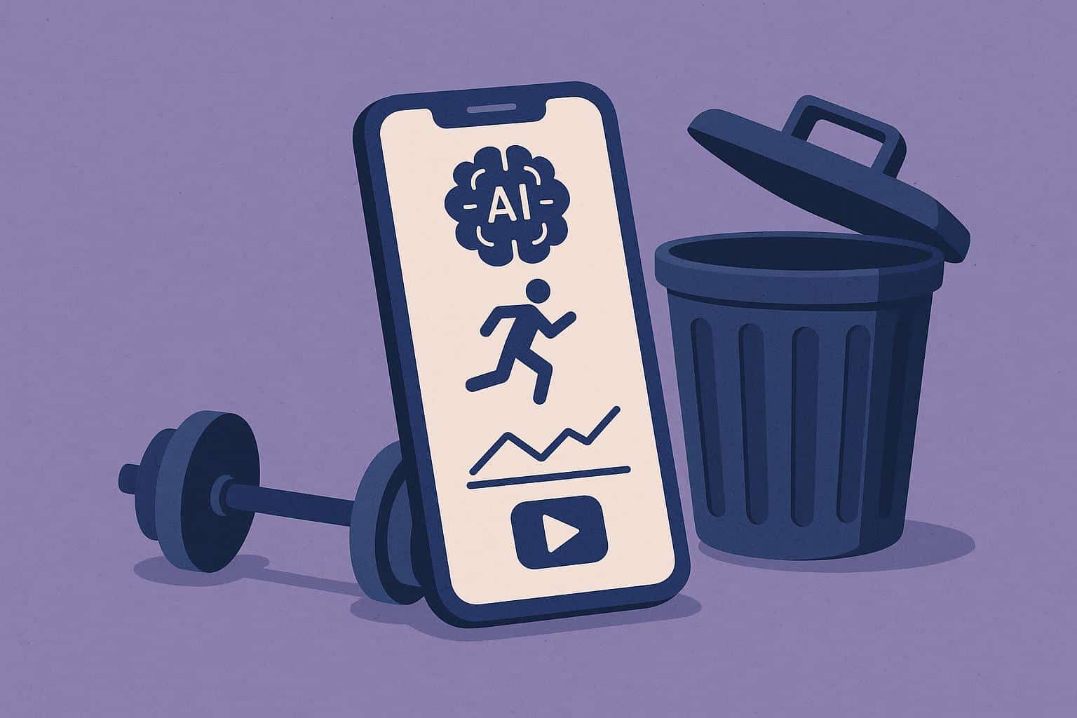 Smartphone screen displaying fitness app interface with AI-generated workout data and graphs
