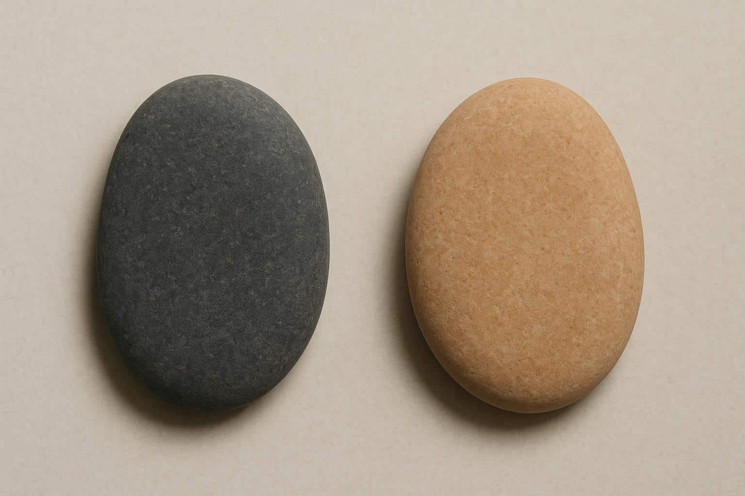 Smooth stone displaying color gradient, illustrating impact of color on stone perception and feel