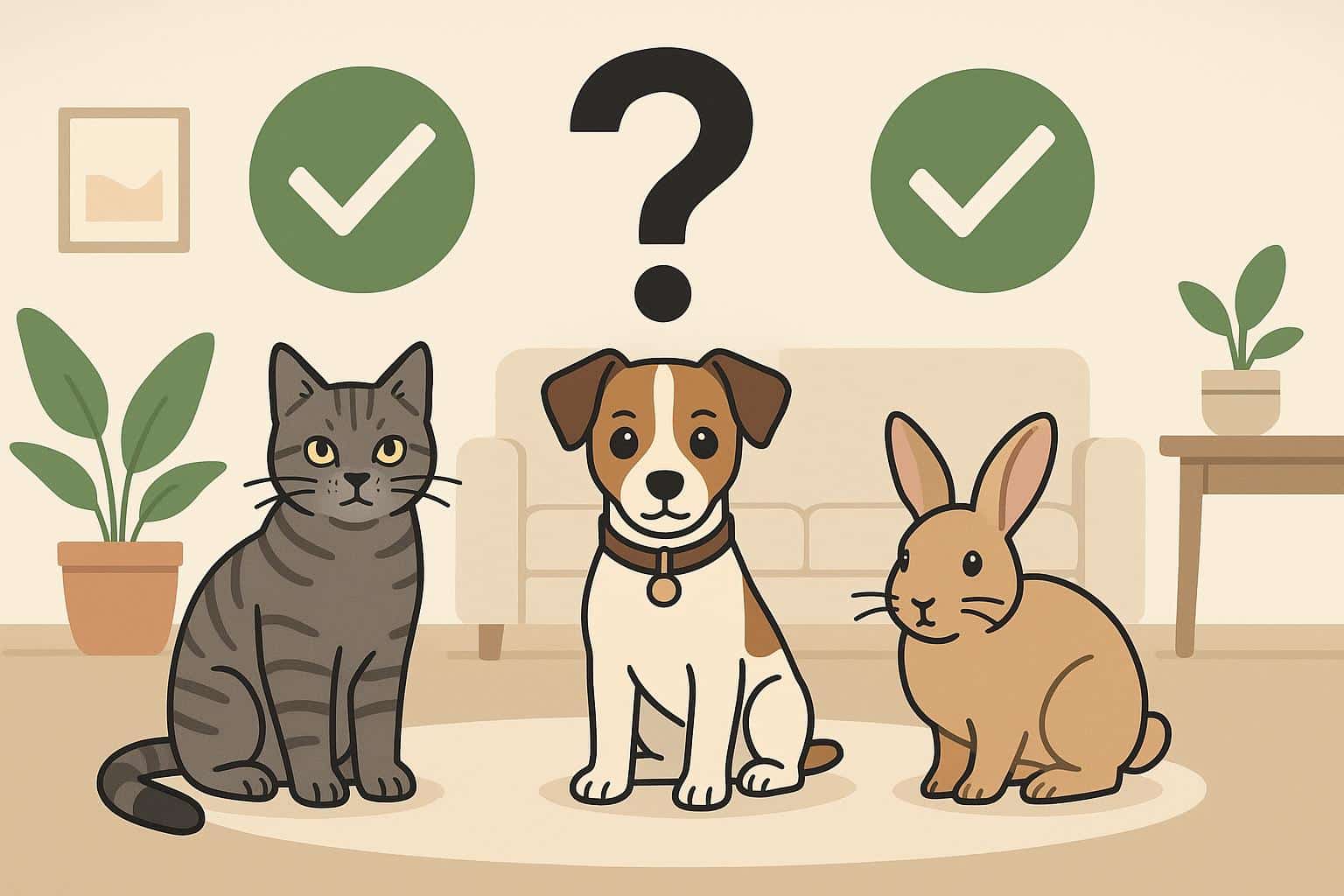 Cat and small dog relaxing together in a cozy apartment, ideal pets for small living spaces