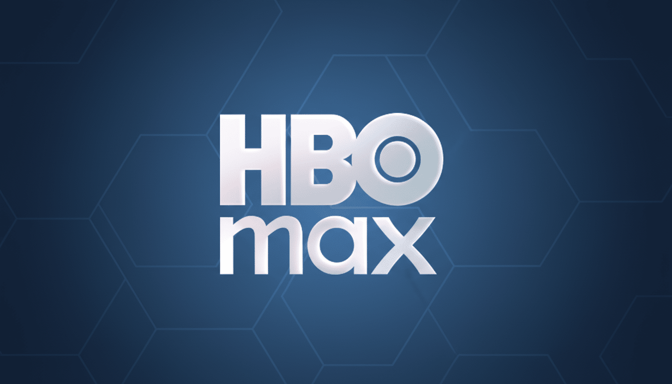 The HBO Max logo, featuring the words HBO in large, stylized white letters above max in smaller white letters, set against a professional blue background with a subtle hexagonal pattern.