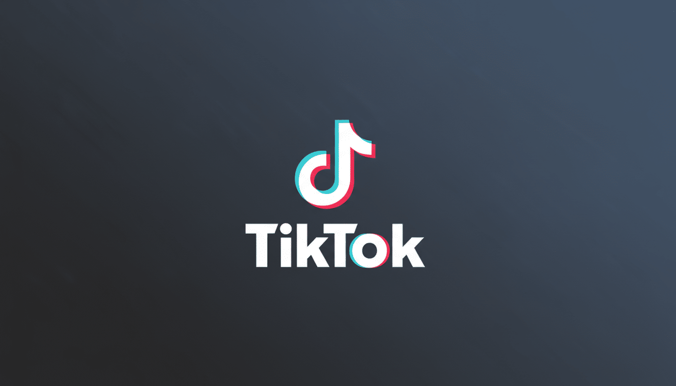 The TikTok logo, featuring a white musical note icon with cyan and red shadows, and the word TikTok in white, all centered on a dark gray background with a subtle gradient.