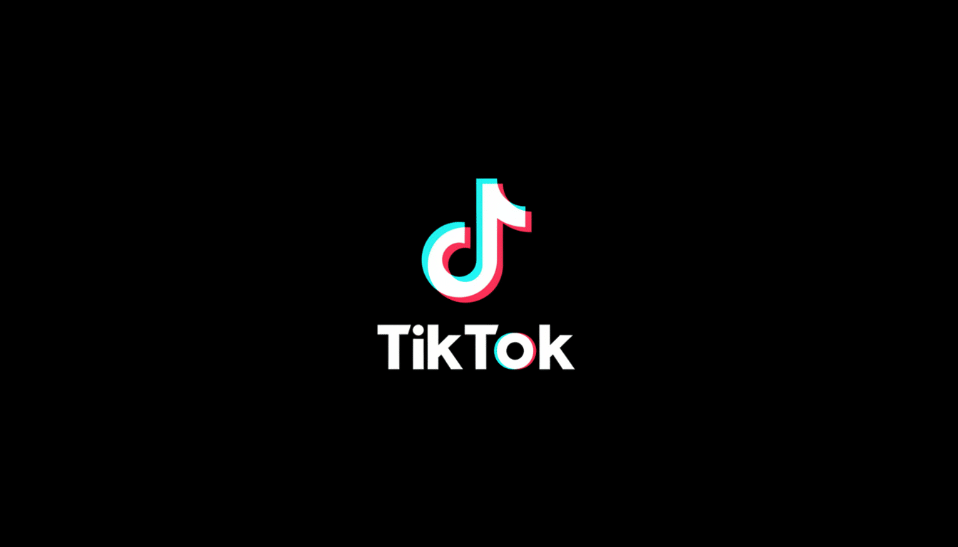 The TikTok logo, featuring a stylized musical note in white with cyan and magenta outlines, above the word TikTok in white, all on a black background.