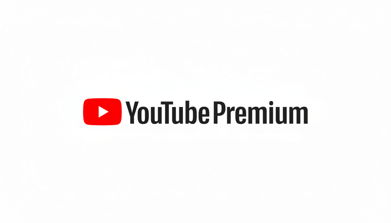 The YouTube Premium logo, featuring the red YouTube play button icon followed by the words YouTube Premium in black text, centered on a white background with a 16:9 aspect ratio.