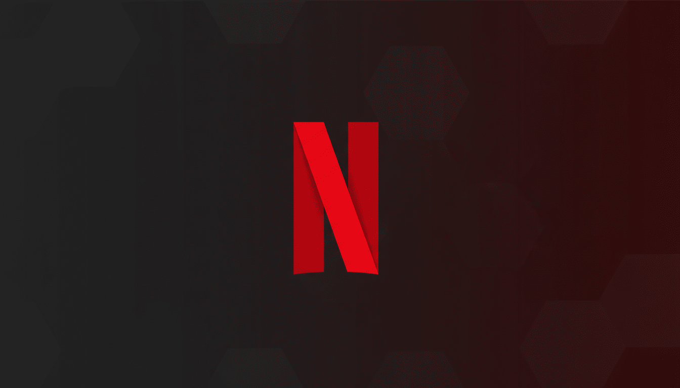 The Netflix logo, a red stylized N, centered on a dark grey background with a subtle hexagonal pattern and a soft red gradient on the right side.