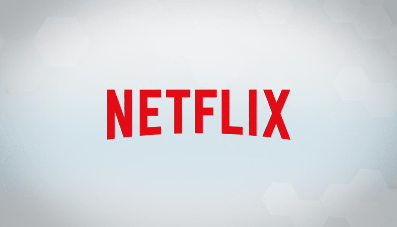 The Netflix logo, featuring the word NETFLIX in bold red letters, centered on a light gray background with subtle hexagonal patterns.